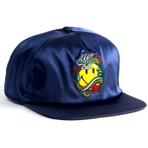 Market x Smiley Streetwear Limited Drip Blue Satin SnapBack Cap Hat NWT